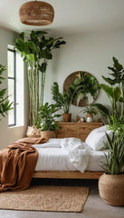 A guest room with plants feels alive, inviting, and refreshingly serene.