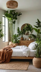 bed room with greenery,Where Serenity Meets Nature