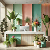 RECEPTION AREA WITH AMAZING INDOOR PLANTS,A reception area enriched with plants sets a welcoming tone the moment someone WALKS IN