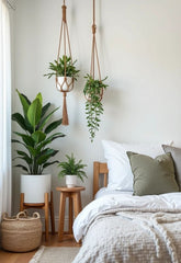 Bring calm and comfort into your bedroom with the gentle presence of indoor plants