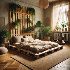 Let your bedroom bloom into a peaceful sanctuary with the soft presence of indoor plants.