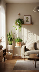 A living room with plants feels like a breath of nature indoors