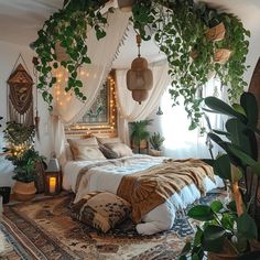 bed room with greenery,A Tranquil Green Retreat