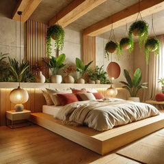 Turn your bedroom into a calming green retreat with the gentle charm of indoor plants.