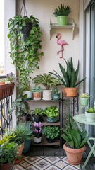 A balcony filled with plants becomes a personal slice of paradise.