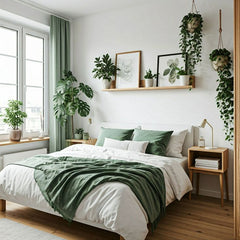 Turn your bedroom into a calming green retreat with the gentle charm of indoor plants