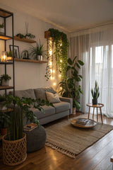 Infuse your living room with natural charm and elegance by adding beautiful indoor plants.