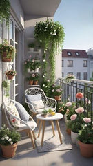 BALCONY WITH SUNLIGHT AND FLOWERS,Greenery for Every Mood