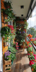 LONG BALCONY WITH FLOWERS,Alfresco Dining: