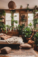 brown background with greenery,BED ROOM