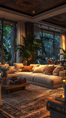 LEAFY LAYERS OF RELAXATION,20 X 20,LIVING ROOM,Where Greenery Meets Grace