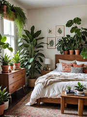 Let your bedroom bloom with peace and freshness by adding beautiful indoor plants.