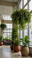 CORNER OF ROOM WITH HANGING PLANTS,A Green Escape in the Corner