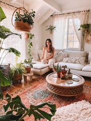 “Green corners, cozy vibes, and calm energy—welcome home.”