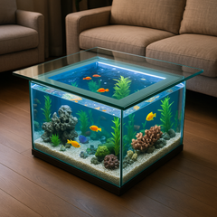 Aquarium Coffee Table with Built-In Glass Tank