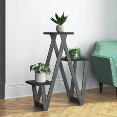 Graceful houseplants for indirect light on unique triangle shape metal stand