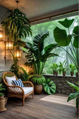 CORNER OF ROOM WITH LONG PLANTS,A Cozy Green Nook