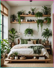 bed room with lot of greenery,A Botanical Haven for Restful Nights