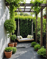 BALCONY WITH PLANTS AND SWING GIVE COSY FEELING