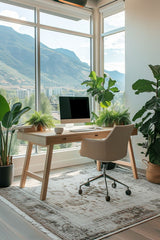 OFFICE DESIGN,An office space filled with plants creates a refreshing balance between productivity and peace