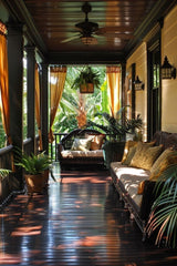 A hotel porch adorned with plants sets the tone for a warm and memorable stay.