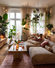 LIVING ROOM WITH LONG PLANTS,A Refreshing Green Ambiance