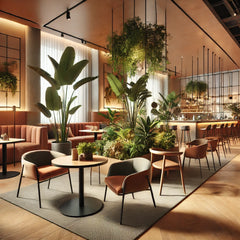 CAFE ROOM WITH LONG PLANTS,Bringing Life to Cafés with Plants