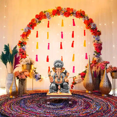 Ganpati Decoration with Real Flowers