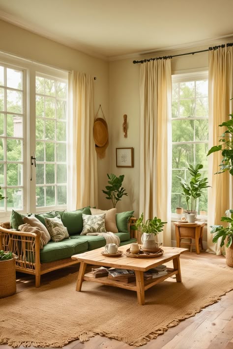 A living room filled with plants is where comfort meets nature