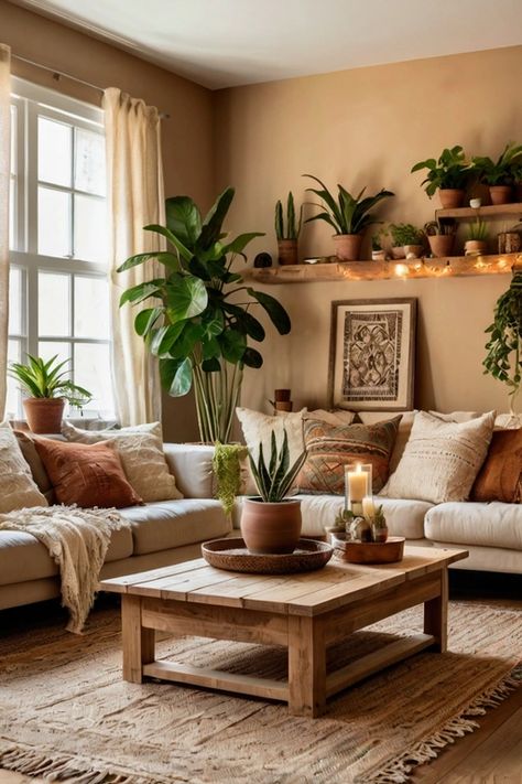 The living room is the heart of the home, and adding plants gives it soul