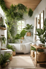NICE PLANTS IN WHITE BATHROOM,Transform your bathroom into a refreshing oasis with the magic of plants.