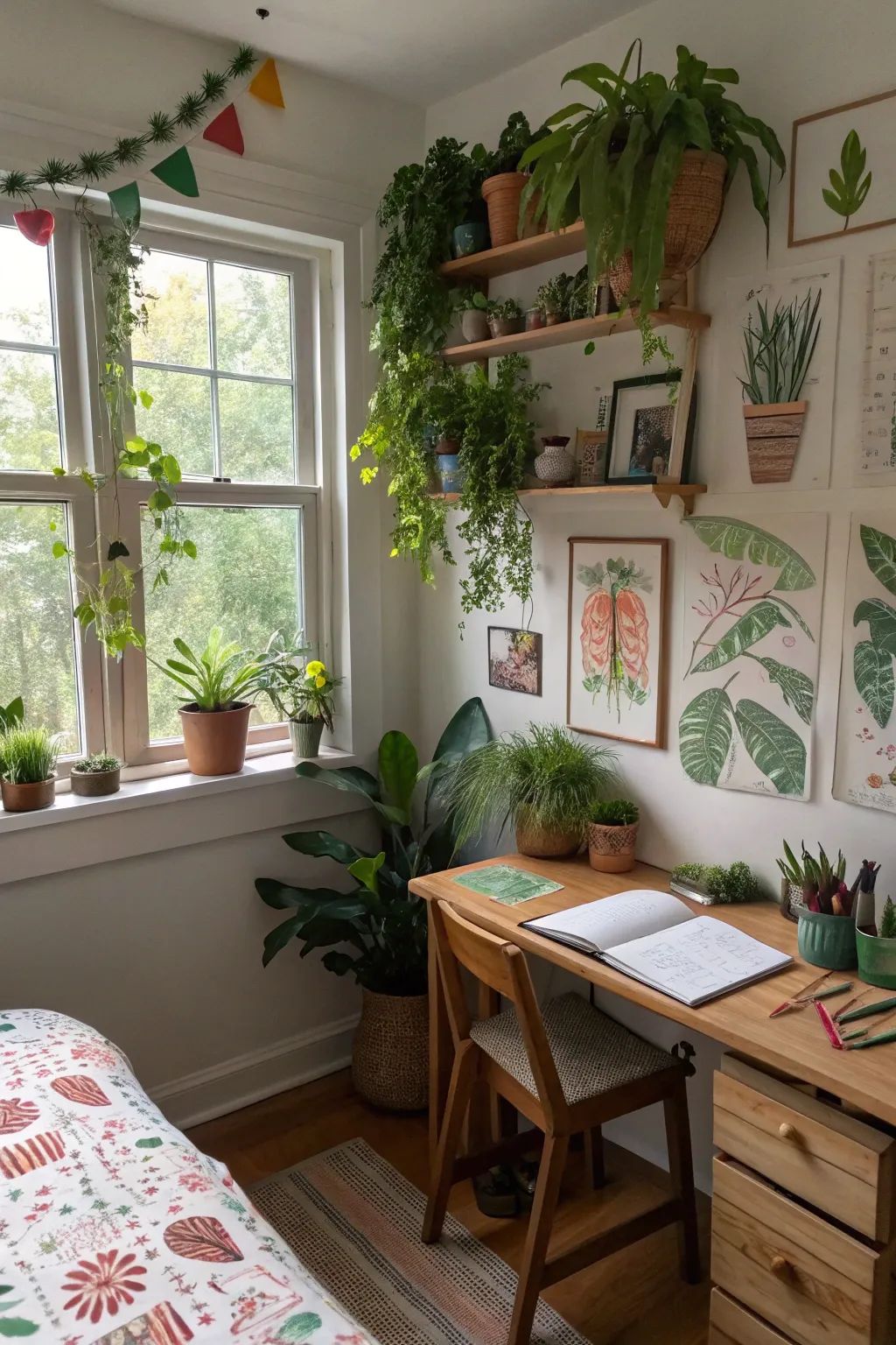 A daughter’s room filled with plants becomes a gentle haven of joy and calm.