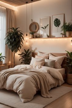 bed room with beige background,Where Serenity Meets Nature