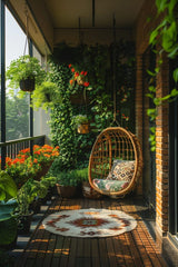 Plant-Filled Balcony Retreat,A balcony filled with plants becomes a peaceful oasis in the middle of daily life.