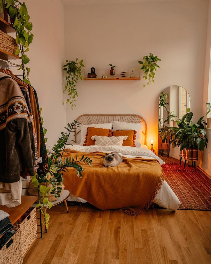 Turn your bedroom into a calming green retreat with the gentle charm of indoor plants.