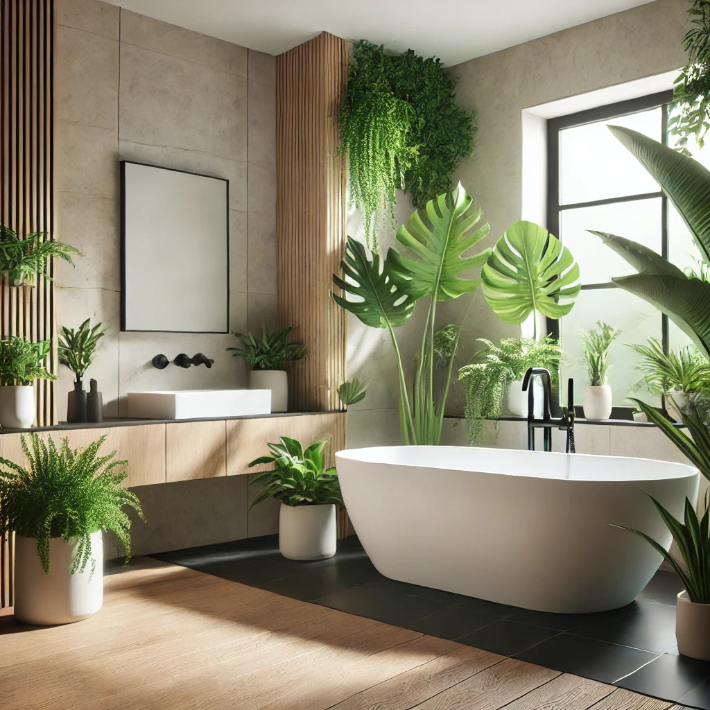COZY BATHROOM WITH PLANTS, A Lush Green Escape