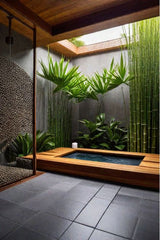 LONG PLANTS WITH WOODEN TUB
