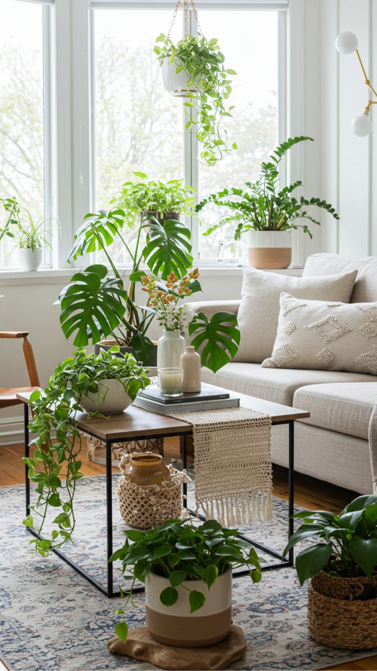 Transform your living room into a serene retreat with the magic of plants.