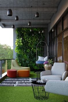 BALCONY WITH WHITE SITTING,Creative Balcony Plant Arrangements