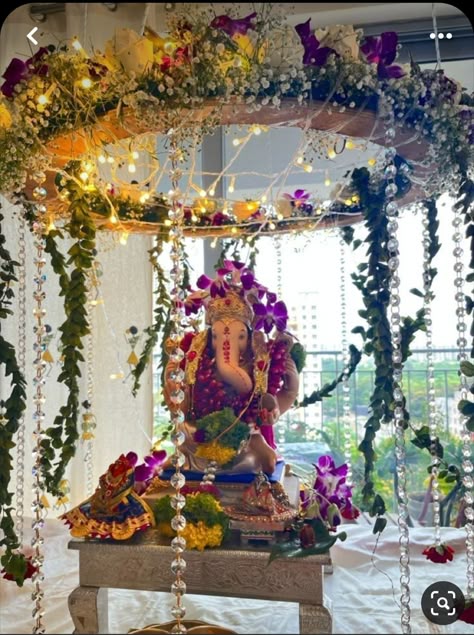 A Grand Floral Mandap for Bappa