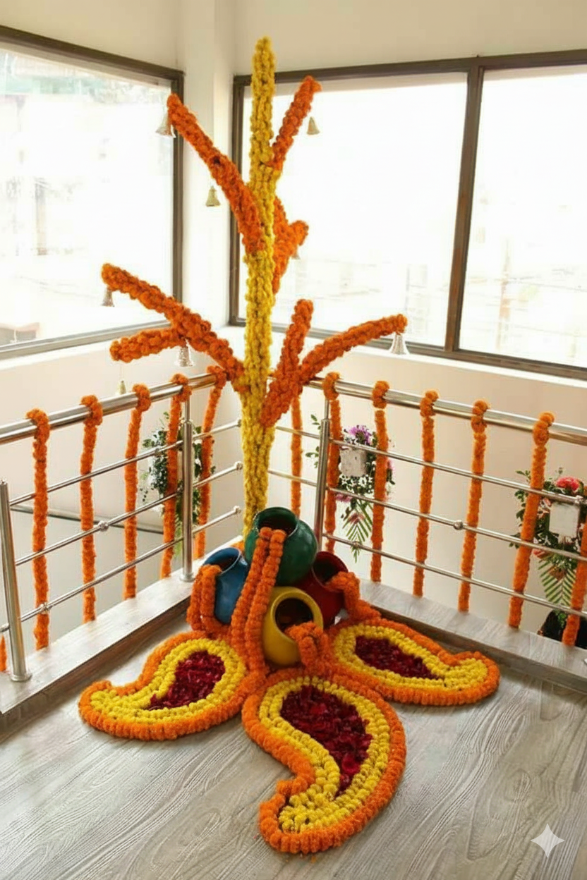 Diwali decorations with plants add a refreshing and eco-friendly touch to thefestival of lights.