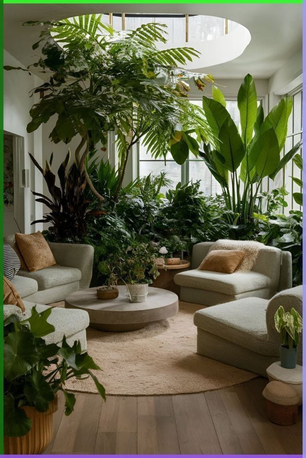 FLOURISH WHERE YOU LOUNGE, 20 X 20,Greenery for a Cozy and Inviting Space