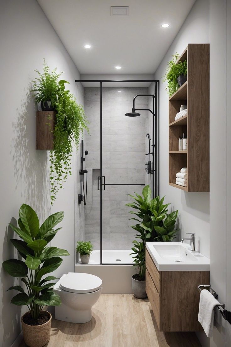 Low-Light Bathroom with Plants