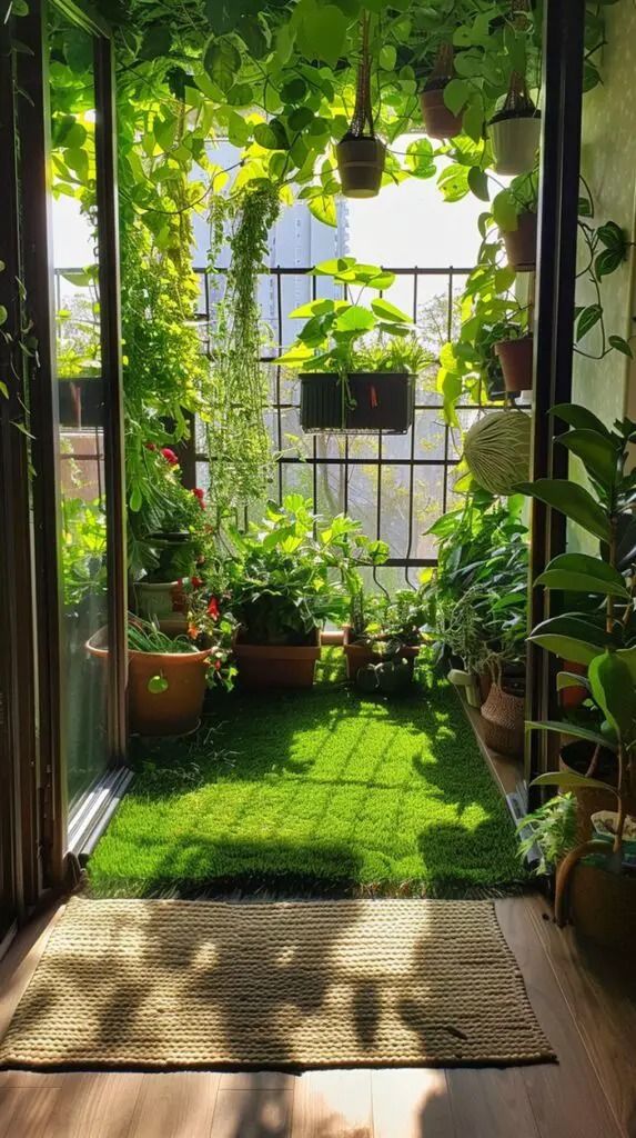 SMALL BALCONY WITH GREEN GRASS