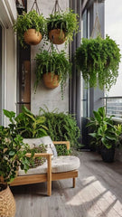 Floating Shelves and Hanging Plants for a Space-Saving Design