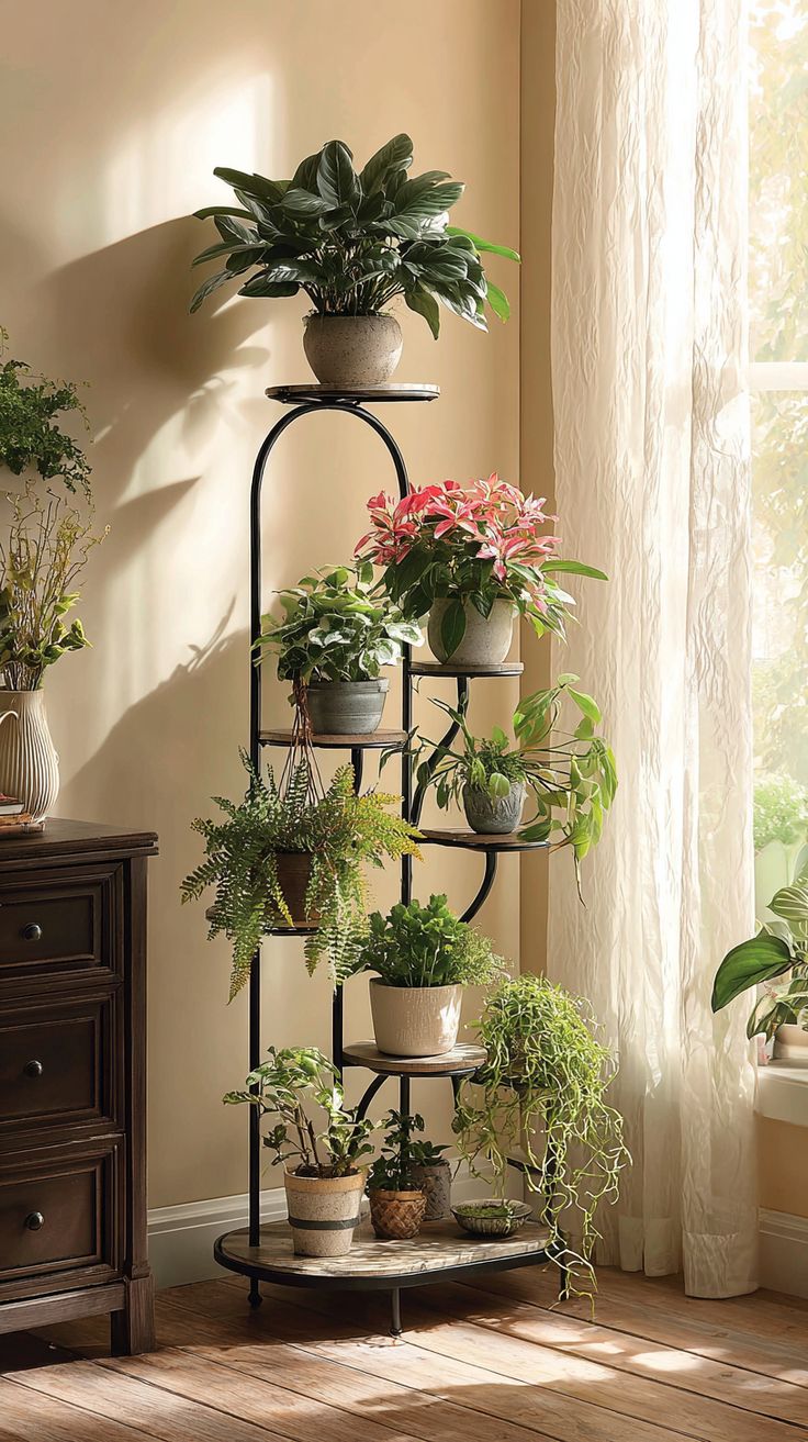 ARTICRAFT TRENDY Trellis Plant Support Metal Stands for Climbing Plants, Home Garden | Pack of 2 (7 * 7 * 24 inch BLACK, 2) and Plant Stakes BLACK