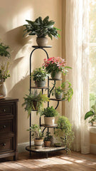 ARTICRAFT TRENDY Trellis Plant Support Metal Stands for Climbing Plants, Home Garden | Pack of 2 (7 * 7 * 24 inch BLACK, 2) and Plant Stakes BLACK