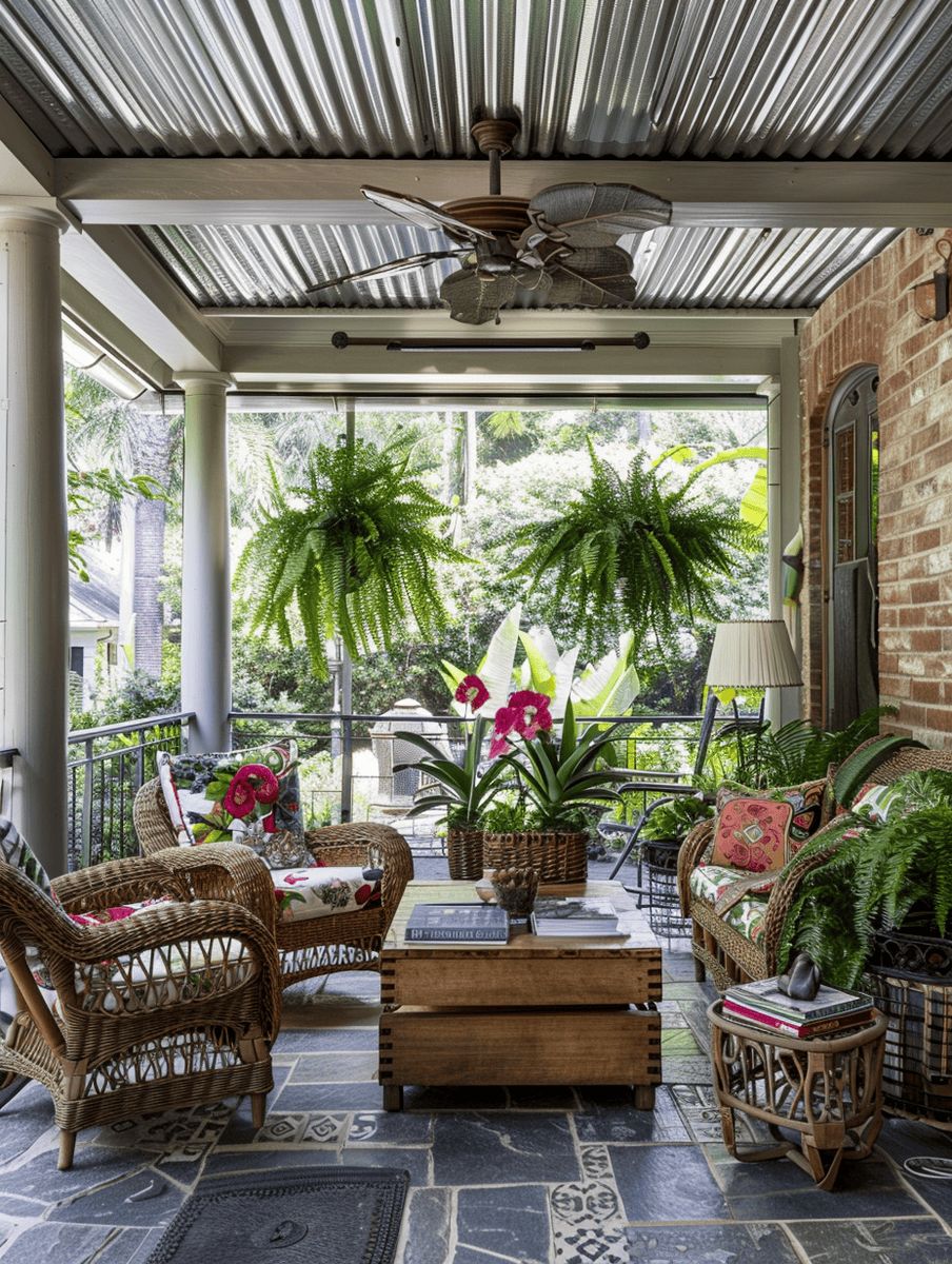 The porch of a luxury hotel is the first whisper of refinement