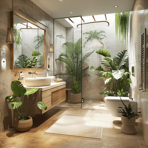 A Fresh and Airy Botanical Escape,BATHROOM
