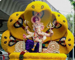 GANPATI DECORATION OF REAL FLOWERS
